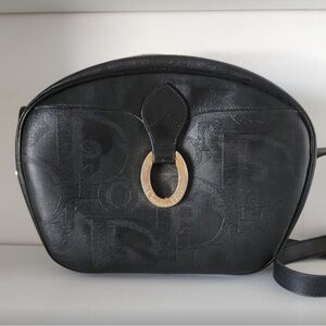 RARE Authentic Christian Dior Trotter Monogram Saddle/Cross Body Bag Blk Leather